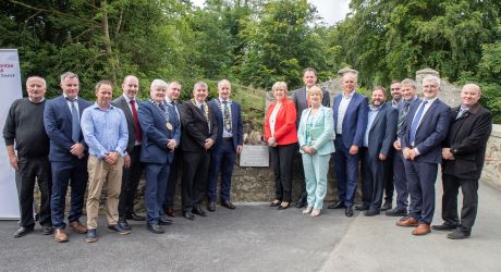 Minister for Rural and Community Development Heather Humphreys TD pictured at the official re-opening of Swan Park, Buncrana together with political representatives, community groups, local contractors and designers and staff from Donegal County Council